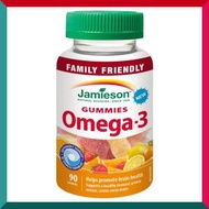 Jamieson - 天然兒童成人奧米加‐3 魚油軟糖 90粒 維他命D3 腦部眼睛骨骼健康 補腦聰明長高 3歲以上孩童青少年 DHA EPA OMEGA-3 (EXP: 09/2025)