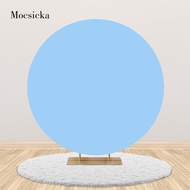 Mocsicka Round Backdrop Covers Solid White Wedding Baby Shower Birthday Party Custom Circle Background Elastic Band Photo Studio