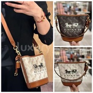 💯連單 Coach DAKOTA BUCKET BAG 16 WITH HORSE AND CARRIAGE PRINT CJ828 DAKOTA 16 馬車主題圖案水桶包