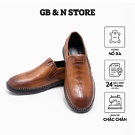 Trendy soft leather men's dress shoes, rubber sole code 666 -3 - Golden brown - GB&N STORE