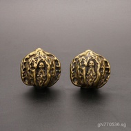 Brass Walnut Handle Piece Vintage Large Buddha Figurine Pair of Fitness Balls Copperware Trendy Soli