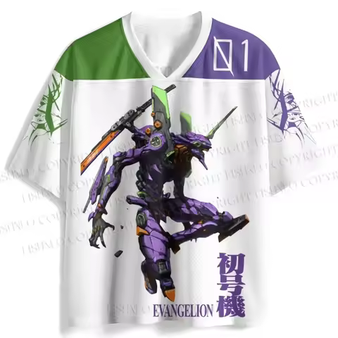 New Manga Panel Graphic #01 Unit-01 Print Short Sleeve T-shirt Jersey Neon Genesis Evangelion Anime