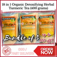 Turmeric Tea 18 in 1 Powder Tea 400 grams - BUNDLE OF 3 - Nature's Tea Best Seller COD Organic Herbal Tea 100% Natural Luyang Dilaw Tagalog Ginger Salabat Chaa Antioxidant Boost Immune System Supplement Detoxifying Tsaa Halamang Gamot Organic Dahon[hyam]