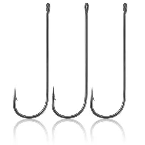 100pcs Long Shank Fishing Hook Live Bait Hook Aberdeen Hook Worm Hook Freshwater Bass Trout Catfish 