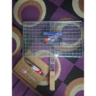 Super Jumbo Wooden Handle Clamp Grill Extra Jumbo Stainless Steel Grill/ Clamp-on Grill/ with Free B