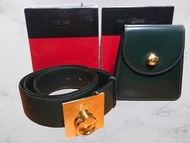 全新中古Celine馬蹄扣皮帶連立體星球金球鏈條包Vintage Celine Belt with Gold Globe Bag