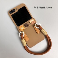 Cute Cookie Coffee Bean Brown Color Phone Case with Portable Strap for Samsung Galaxy Z Flip 8 7 FE 