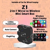 <CarAikit> Z1F 2-In1 Smart Box Carplay Adapter Plug&Play Wired to Wireless Apple Carplay Wireless An