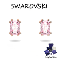 ♈Swarovski♈ M5639136 Cushion Cut earrings in rose gold decorated with pink crystals. (แจกกล่องของขวั