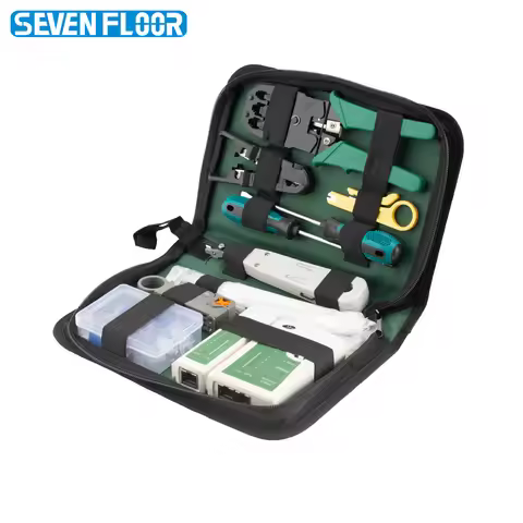 RJ45 Crimping Tool Kit 8P6P4P Cat5 Crimper Network Tester Krone Punch Down Tool Strippers Screwdrive