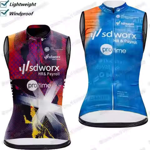 2025 Team SD Worx Women Cycling Vest Windproof Unisex Wind Vest Road Cycling Jersey Sleeveless Bike 
