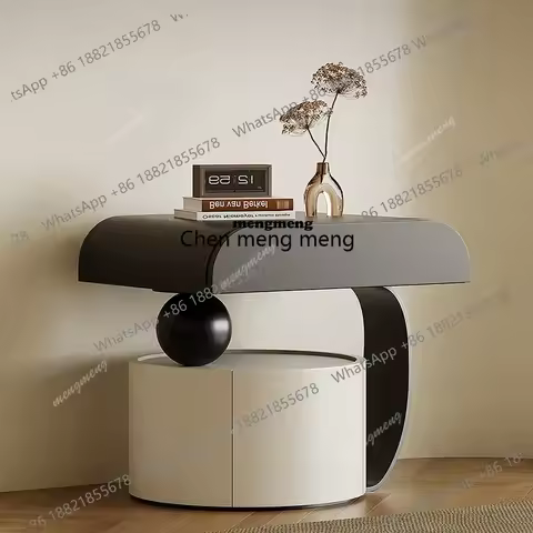 E8000Aesthetic Round Modern Nightstand Nordic Black Apartment Trendy Bedside Table Storage Luxury It