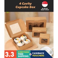 [🇸🇬SG Fast Delivery] 4 Cavity Kraft Cupcake Box Gift Bake Holder