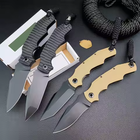 Hunting Pocket Folding Knife D2 Drop / Tanto Point Blade G10 Handle Flipper Knife Outdoor Survival M