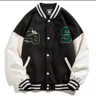 Premium Black Varsity Baseball Jacket - Men's and Women's Varsity Baseball Jacket, Full Embroidery, 
