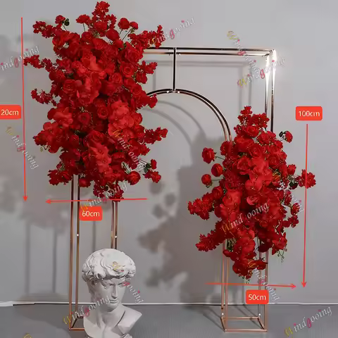 Artificial White/Red/black Blossom Rose Orchid Flower Row Wedding Arch Backdrop Wall Hanging Floral 