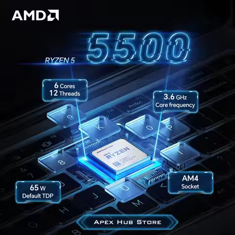 NEW AMD R5 5500 L3=16M Socket AM4 3.6GHz 6-Core 12-Thread Processor 65W Applicable to B550 Ryzen 5 5