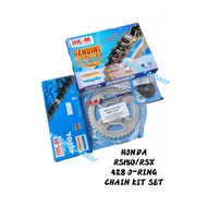 Rk-m RKM SPOKET CHAIN Front Rear 428OL X 120L HEAVY DUTY CHAIN KIT SPOCKET SET RS150 RSX RS 150 RS-X O-RING