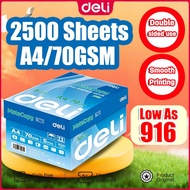 Deli 2500 Sheets Copy Paper F4/A4/Letter 70g/m^2 A4 Paper 70gsm