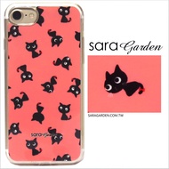 【Sara Garden】客製化 軟殼 蘋果 iphone7plus iphone8plus i7+ i8+ 手機殼 保護套 全包邊 掛繩孔 手繪粉嫩黑貓