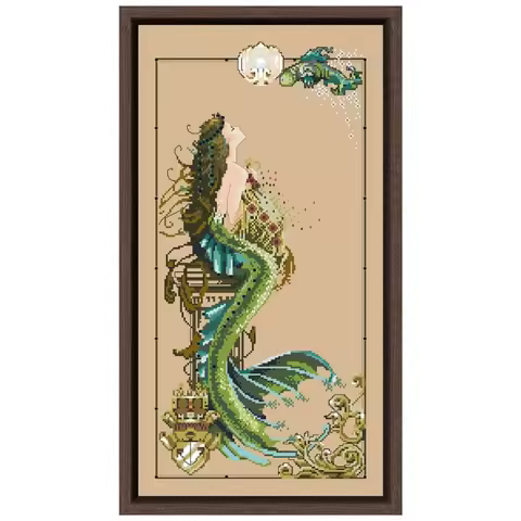 Mermaid of Atlantis cross stitch kit aida fabric 18ct 14ct 11ct flaxen linen cotton silk thread bead