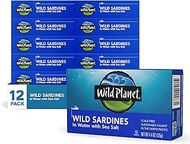 Wild Planet Wild Sardines in Water with Sea Salt, Tinned Fish, Non-GMO, Sustainable 4.4 Ounce (Pack 