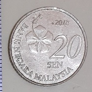 Uang kuno koin Malaysia 20 sen Malaysia tahun 2018 C.18