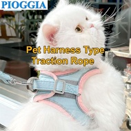 PIOGGIA Pet cat seat belt, cat chest belt, deer skin velvet reflective chest belt, outdoor travel wa