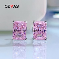 OEVAS 100 925 Sterling Silver 1 Carat Pink Yellow High Carbon Diamond Stud Earrings For Women Sparkling Wedding Fine Jewelry
