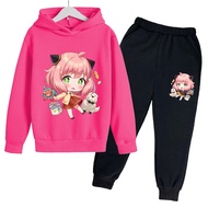 Anime Cartoon SPY X FAMILY Printed Kids Sweatshirt Hoodies Suit Anya Forger Cute Girls Hoodies Set Children's Girls Spring Autumn 2 Piece