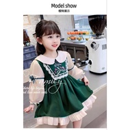 Green Flower Dress Children's/ Dress Children's Clothing/ Premium/ Green/