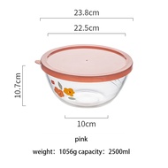 1L 1.5L 2.5L Tempered glass bowl with lid scale for making dough Kitchen fruit salad bowl baking mix