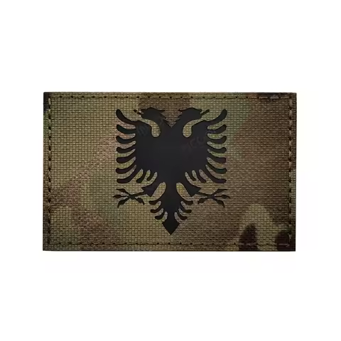 Reflective Patches Albania Flag PVC Rubber Albanian Flags Patch Shoulder Armband Embroidery Decorati