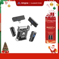 Amgras SoundGalaxy Ⅲ Pro ANC Wireless Lavalier Microphone Two receivers, two microphones with Chargi