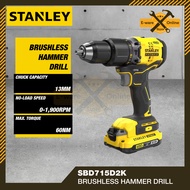 Stanley SBD715D2K-B1 20V Cordless Brushless Hammer Drill (2 x 2.0Ah Battery + Charger)