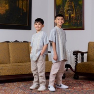 KEMEJA Batik Trusmi x Nobby Arumya SM Kids Muslim Shirt for Boys Made of Poly Cotton Dobby Raya Seri