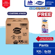 [Upgraded]Drypers DryPantz Baby Diapers M58/ L48/XL42/XXL36/XXXL20/XXXXL18 (8 packs) - Bubble Soft F