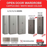 Furniture Specialist OPEN DOOR WARDROBE（1/2/3/4/5/6 DOOR IN 2 COLOUR AVAILABLE)