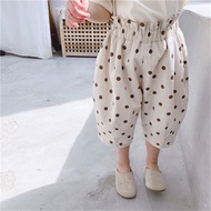 Children's summer new pants men's and women's 7-point pants wave point medium length pants baby loos