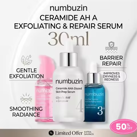 Numbuzin Serum Set No.2/3/4 - Rose PDRN, Blue Bio-Retinol, Ceramide AHA Plumping Pore-Refining Exfol