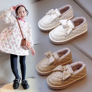 QC baby cotton felt-lined leather shoes