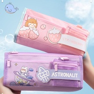 Kawaii Pencil Cases Aesthetic Pencil Bag Canvas Cute Large Capacity Multi-layer Stationery Pen Case Students School Supplies