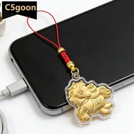 C5GOON 1PC 2026 Zodiac Horse Imitation Gold Foil Lucky Charm Keychain Phone Chain Key Ring Souvenir 