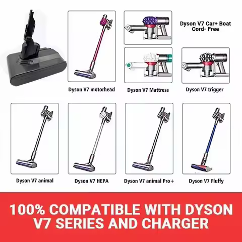 12800mAh 21.6V Lithium V7 Battery Replacement for Dyson V7 Motorhead Pro Trigger Animal Car+Boat Flu
