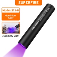 SUPERFIRE S11-H LED UV Flashlight USB Rechargeable Black Light 365nm Torch For Money Detector Pet Ur