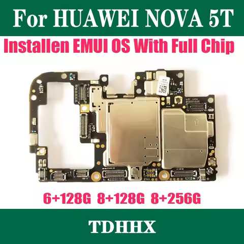 Original Unlocked Motherboard For Huawei Nova 5t Global Version YAL-L21 Mainboard Flex Cable with Fu