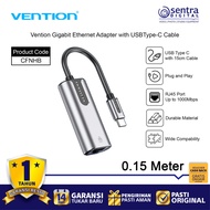Vention USB Type C to Gigabit Ethernet RJ45 Adapter Convert Built in 15cm Cable Gray - CFNHB