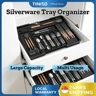 [Hot] Silverware Tray Organizer Adjustable Expandable Kitchen Drawer Storage Forks Spoons Knives