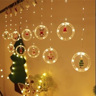 DIY聖誕節LED燈串聖誕老人卡通造型窗簾燈房間櫥窗裝飾彩燈
