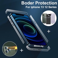 3in1 Back + Frame Border Carbon Fiber Phone Film For iPhone 13 12 Pro Max Mini Protective Hydrogel Film &amp; Lens Camera Protector